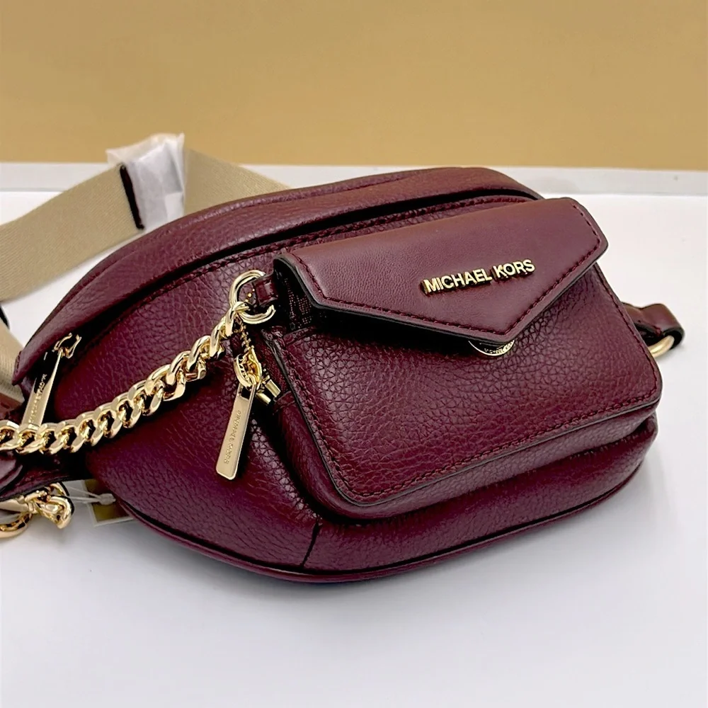 Michael Kors Maisie 2 In 1 Small Leather Waist pack Fanny pack Bag (Oxblood) MK